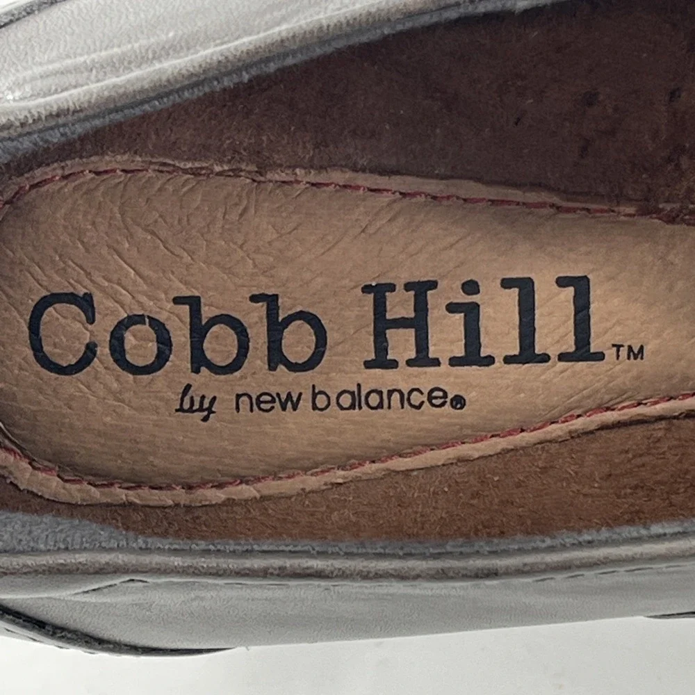 Cobb Hill New Balance Rockport Leather Women 7 Pump Taupe / Grey Ruched Mid Heel